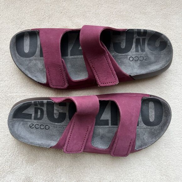 ECCO 2ND Cozmo Morillo Burgundy 2 Band Slide Flat Sandals Women EU 38 US 7-7.5 - Picture 16 of 16